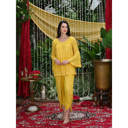 Rococo Ziva Top and Dhoti - Yellow (Set of 2)