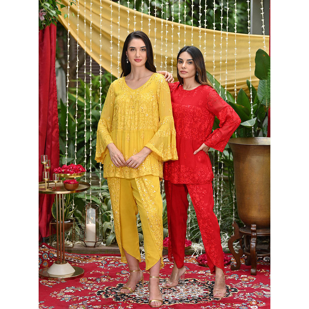 Rococo Ziva Top and Dhoti - Yellow (Set of 2)