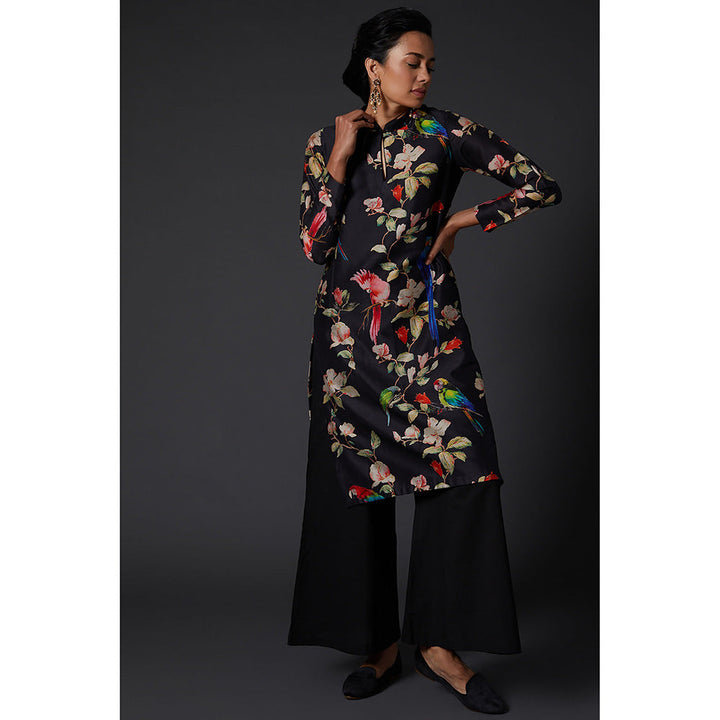 Rohit Bal Black Digital Floral Printed Kurta & Palazzo (Set of 2)