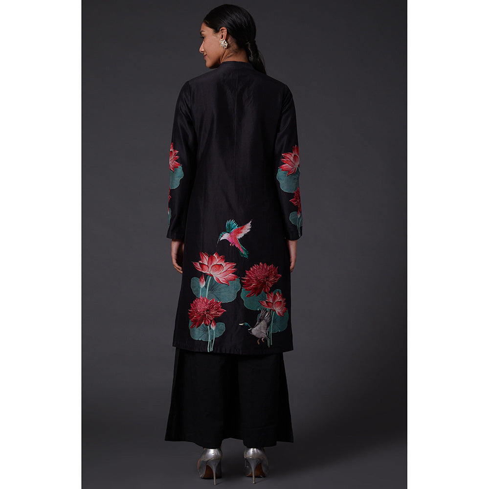 Rohit Bal Black Digital Floral Printed Kurta & Palazzo (Set of 2)