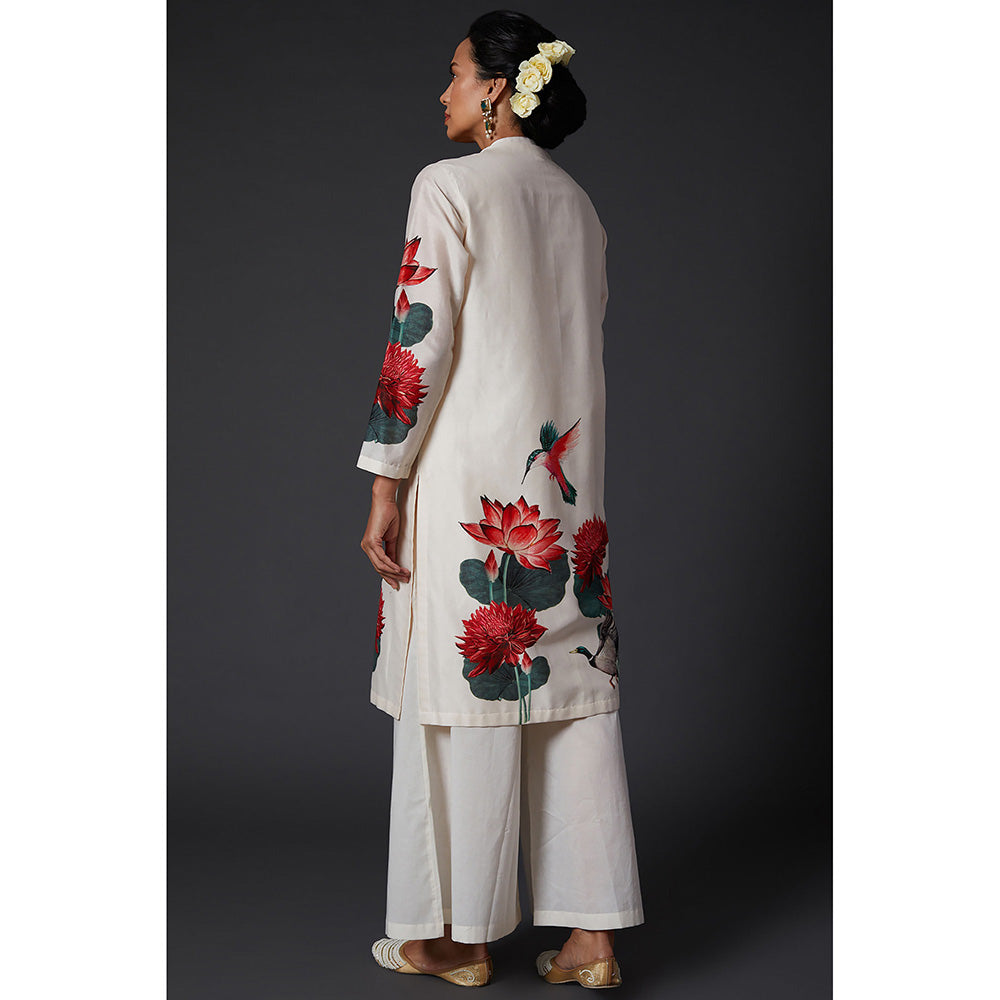 Rohit Bal Ivory Digital Floral Printed Kurta & Palazzo (Set of 2)