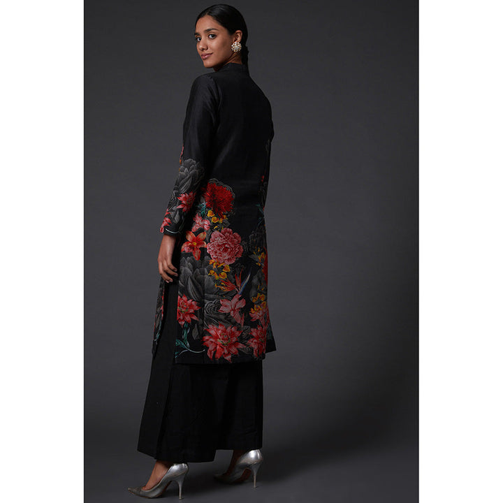 Rohit Bal Black Floral Printed Kurta & Palazzo (Set of 2)