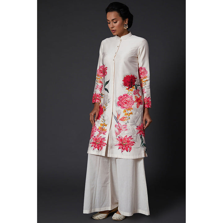 Rohit Bal Ivory Floral Printed Kurta & Palazzo (Set of 2)