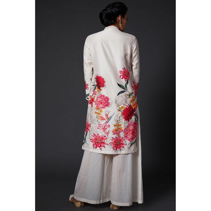 Rohit Bal Ivory Floral Printed Kurta & Palazzo (Set of 2)