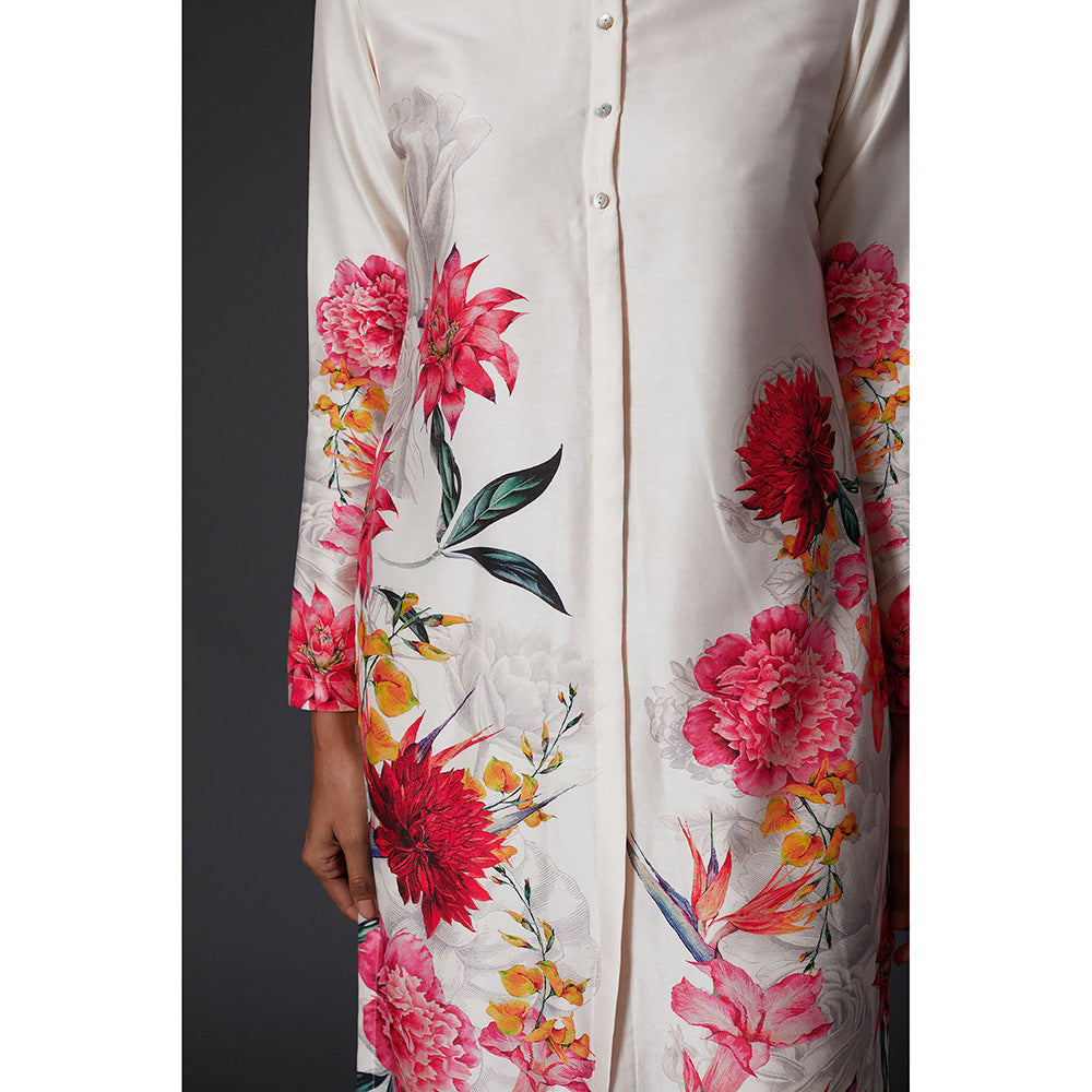 Rohit Bal Ivory Floral Printed Kurta & Palazzo (Set of 2)