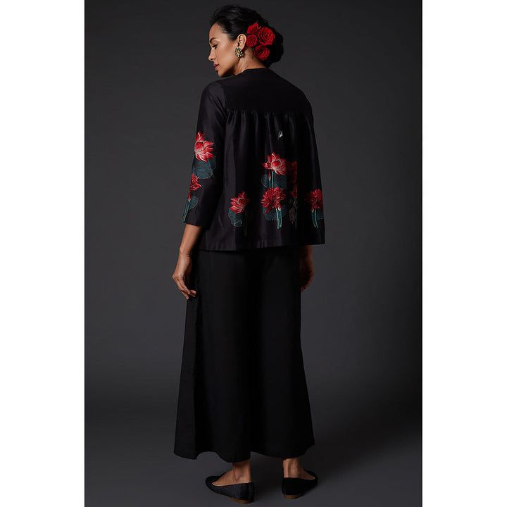 Rohit Bal Black Digital Floral Printed Tunic