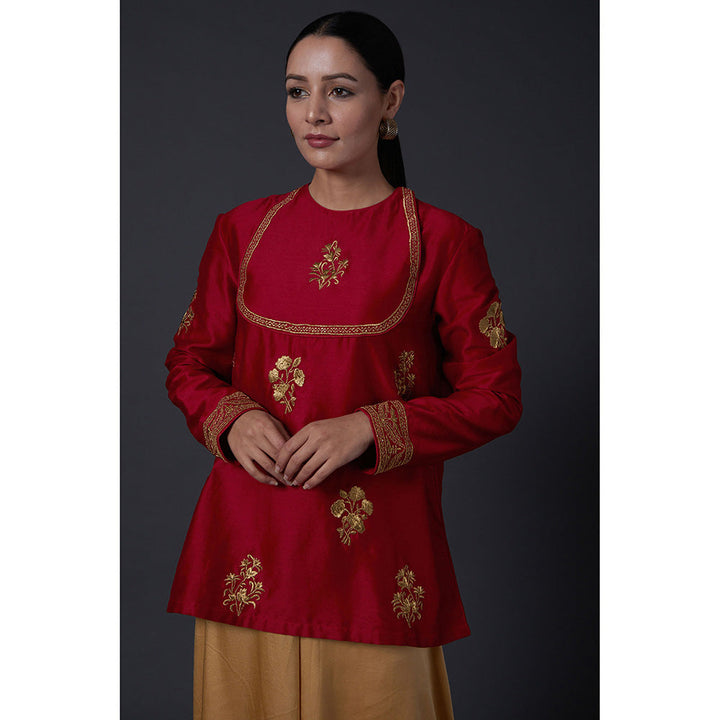 Rohit Bal Red Zari Embroidered Tunic