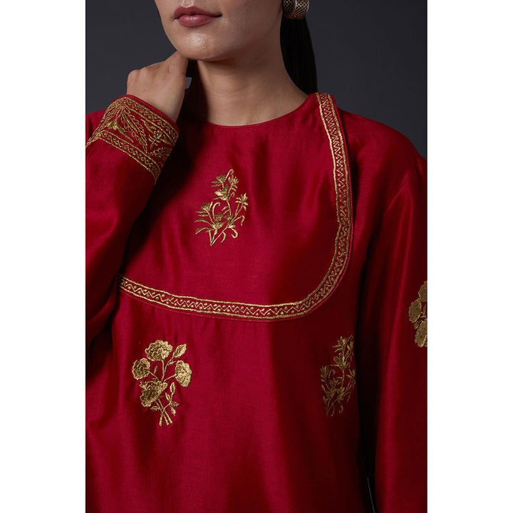 Rohit Bal Red Zari Embroidered Tunic