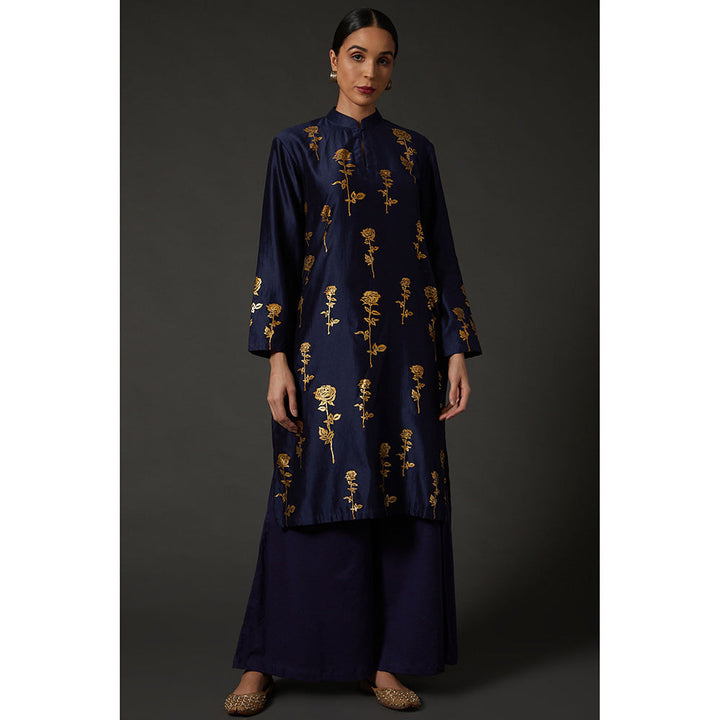 Rohit Bal Indigo Blue Block Printed Kurta & Palazzo (Set of 2)