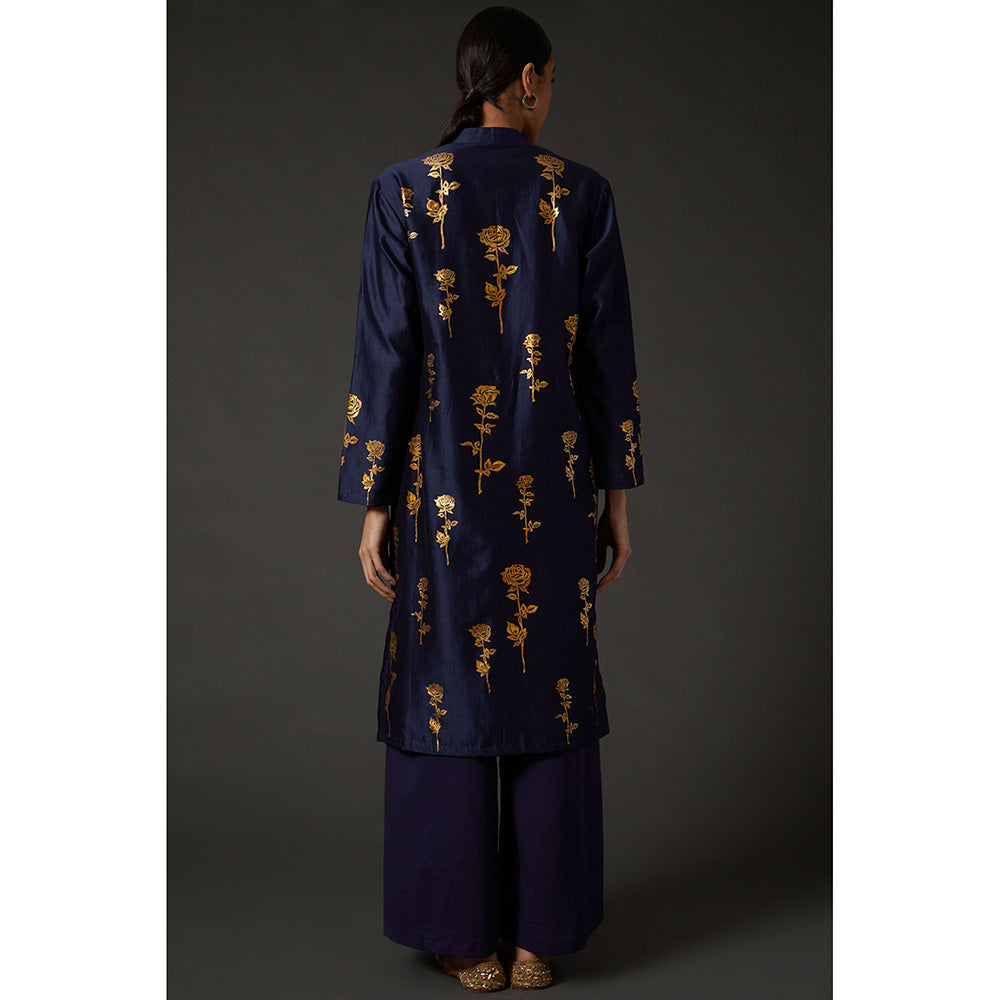 Rohit Bal Indigo Blue Block Printed Kurta & Palazzo (Set of 2)