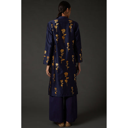 Rohit Bal Indigo Blue Block Printed Kurta & Palazzo (Set of 2)