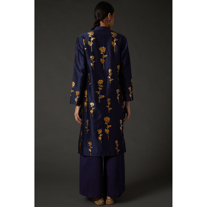 Rohit Bal Indigo Blue Block Printed Kurta & Palazzo (Set of 2)