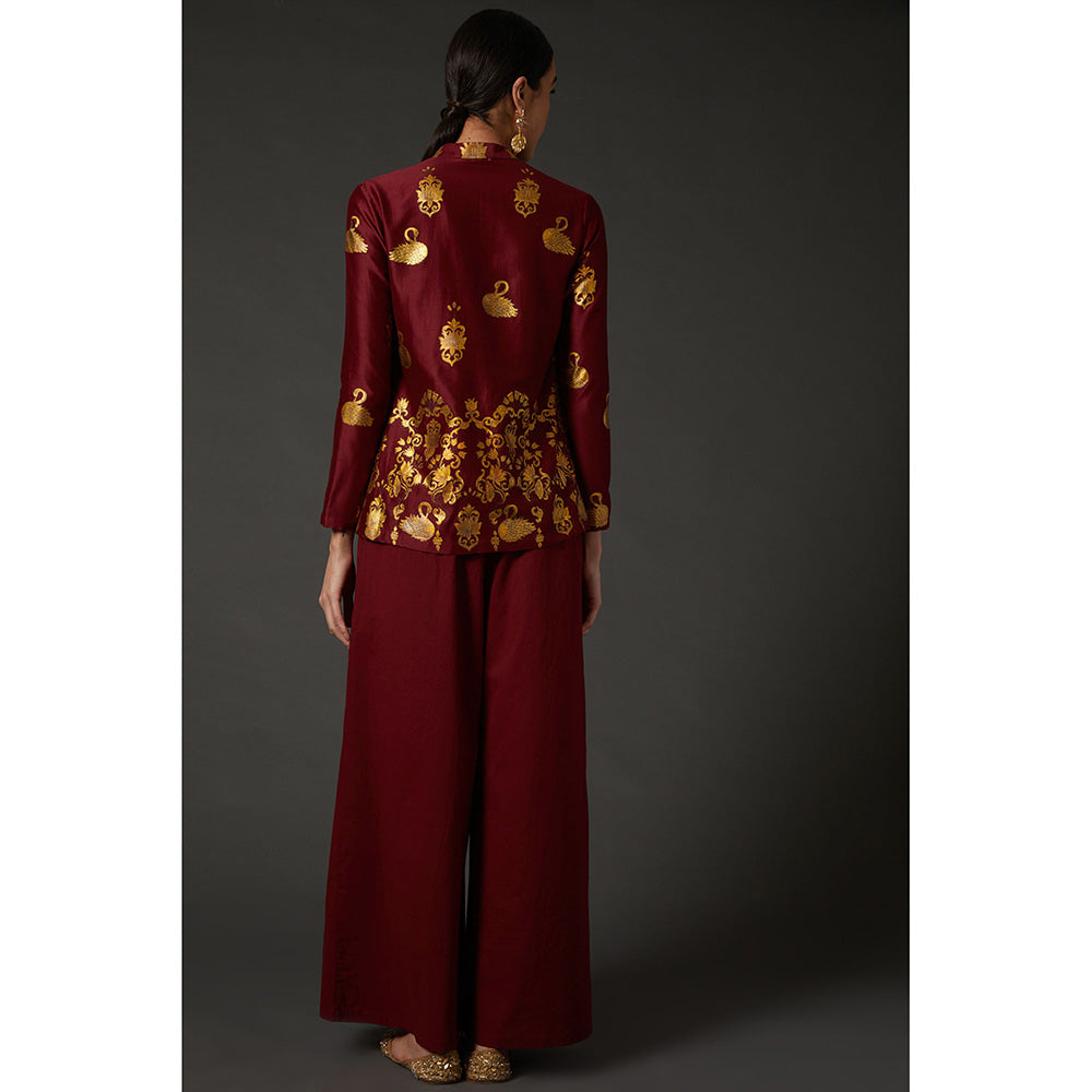 Rohit Bal Maroon & Gold Block Printed Tunic