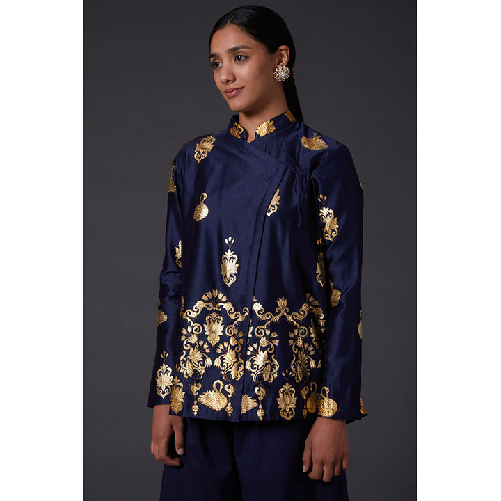 Rohit Bal Navy Blue Block Printed Tunic