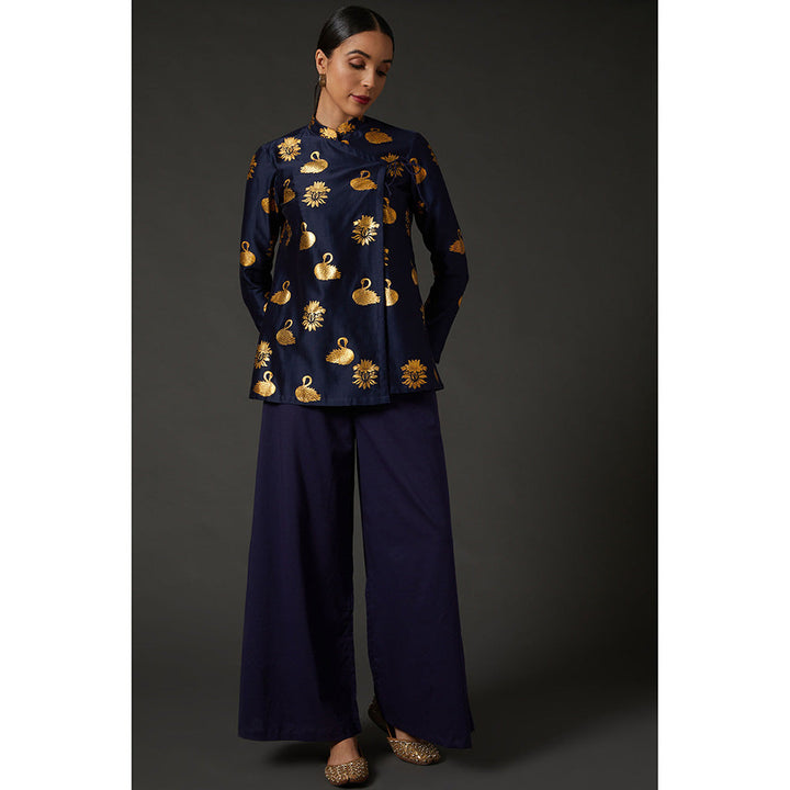 Rohit Bal Indigo Blue & Gold Block Printed Tunic