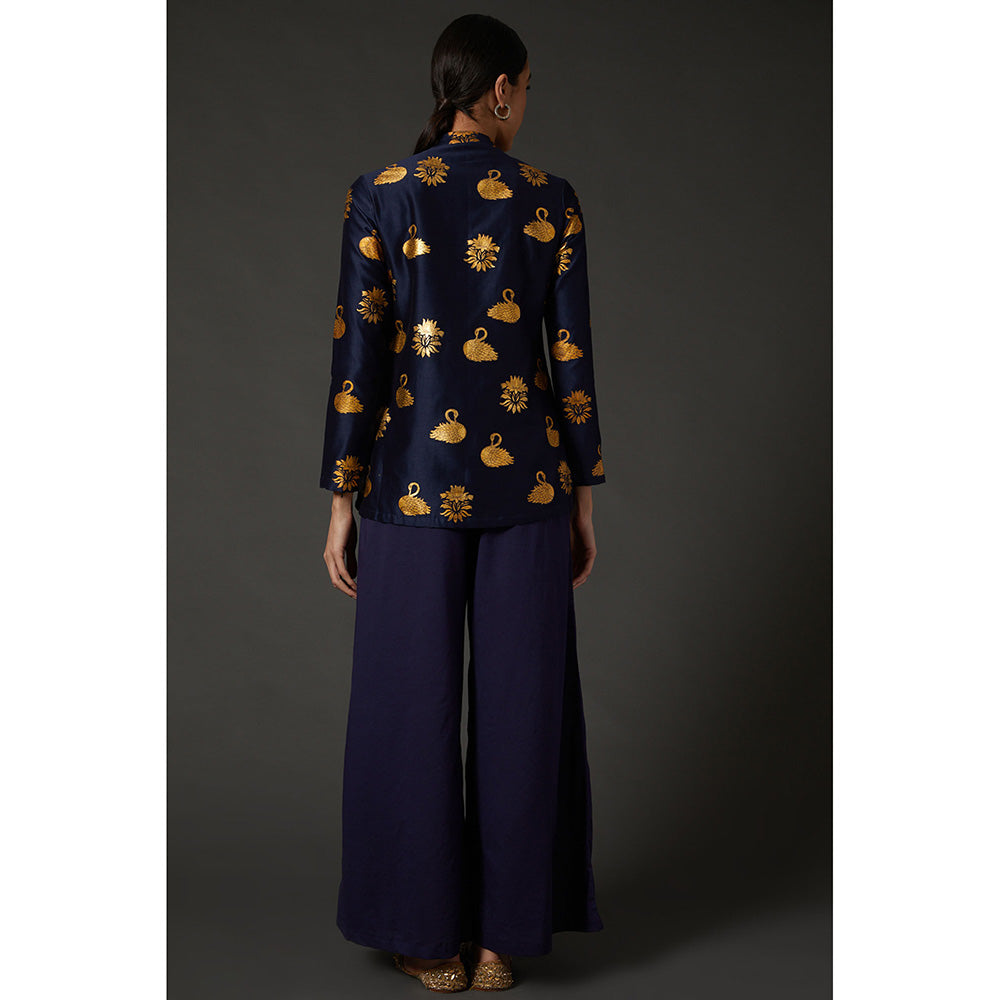 Rohit Bal Indigo Blue & Gold Block Printed Tunic