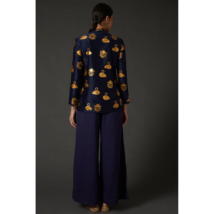 Rohit Bal Indigo Blue & Gold Block Printed Tunic