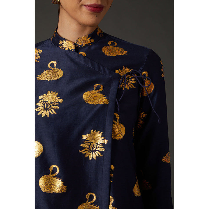 Rohit Bal Indigo Blue & Gold Block Printed Tunic