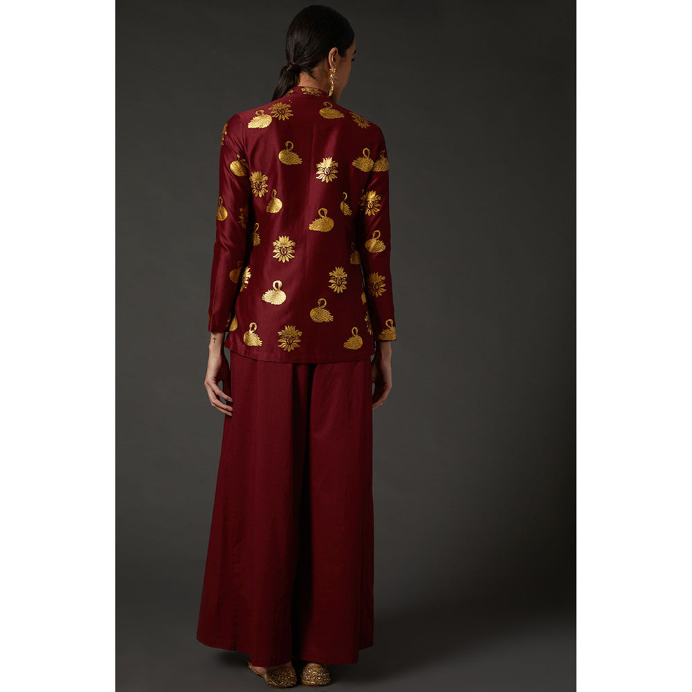 Rohit Bal Maroon & Gold Block Printed Tunic