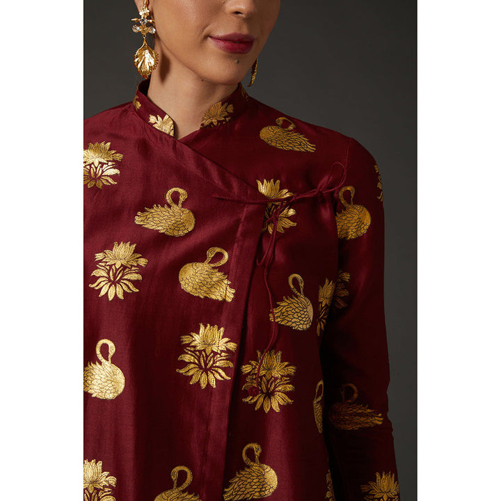 Rohit Bal Maroon & Gold Block Printed Tunic