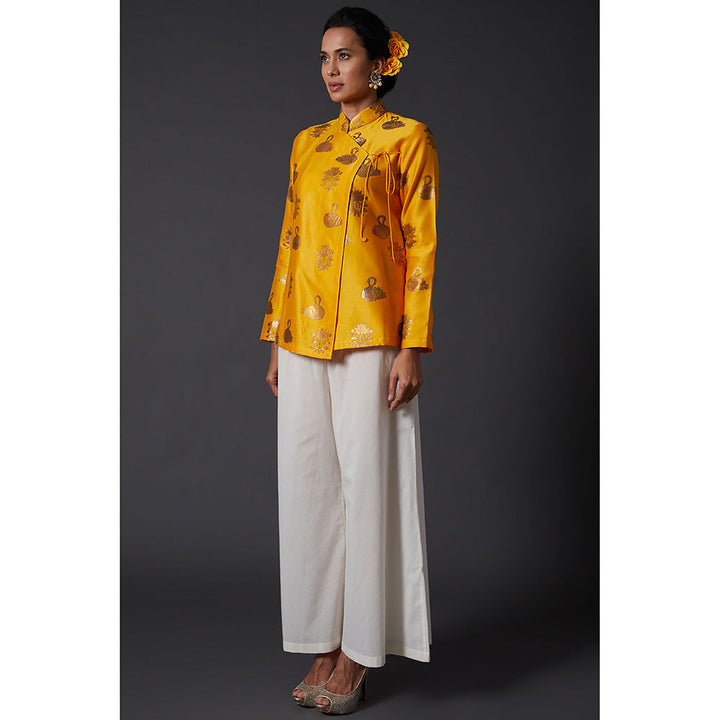 Rohit Bal Yellow & Gold Block Printed Tunic