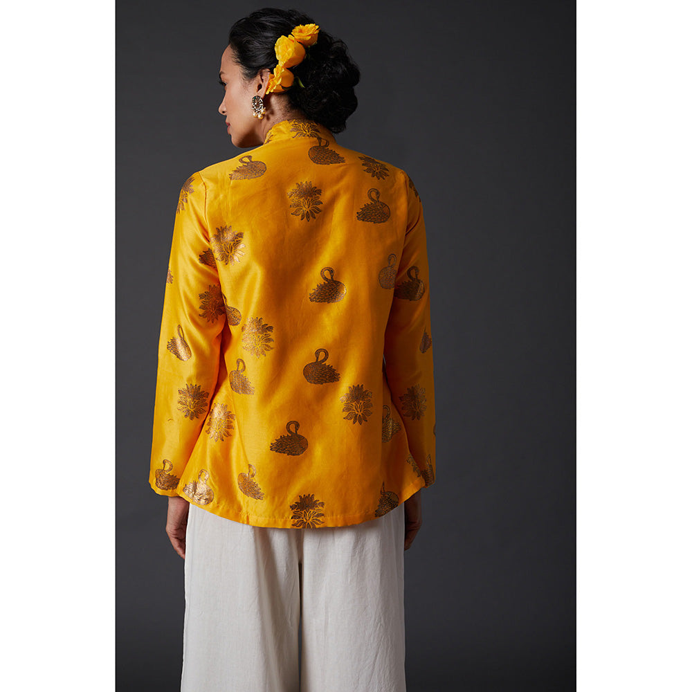 Rohit Bal Yellow & Gold Block Printed Tunic