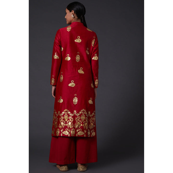 Rohit Bal Red & Gold Block Printed Kurta & Palazzo (Set of 2)