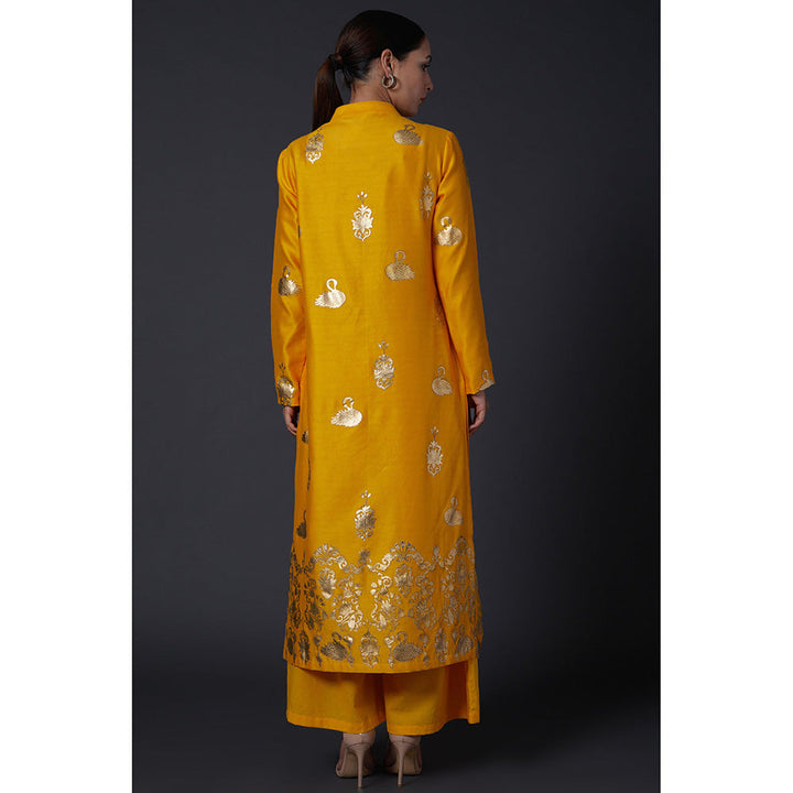 Rohit Bal Yellow & Gold Printed Kurta with Pants (Set of 2)