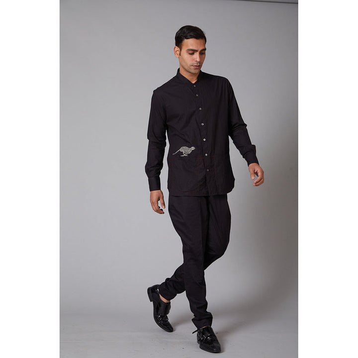 Rohit Bal Black Embroidered Shirt