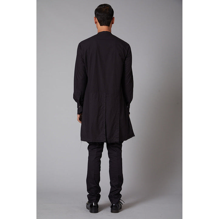 Rohit Bal Black Poplin Embroidered Shirt