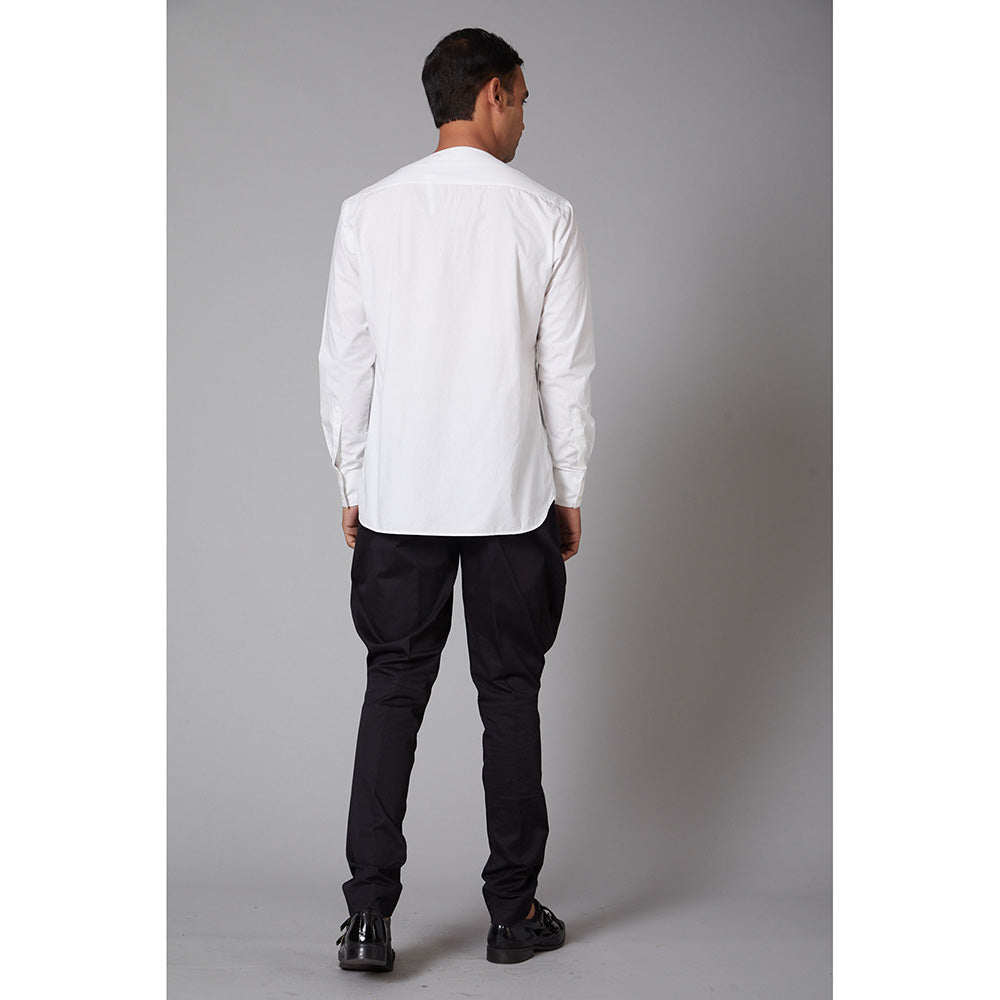 Rohit Bal White Poplin Embroidered Shirt