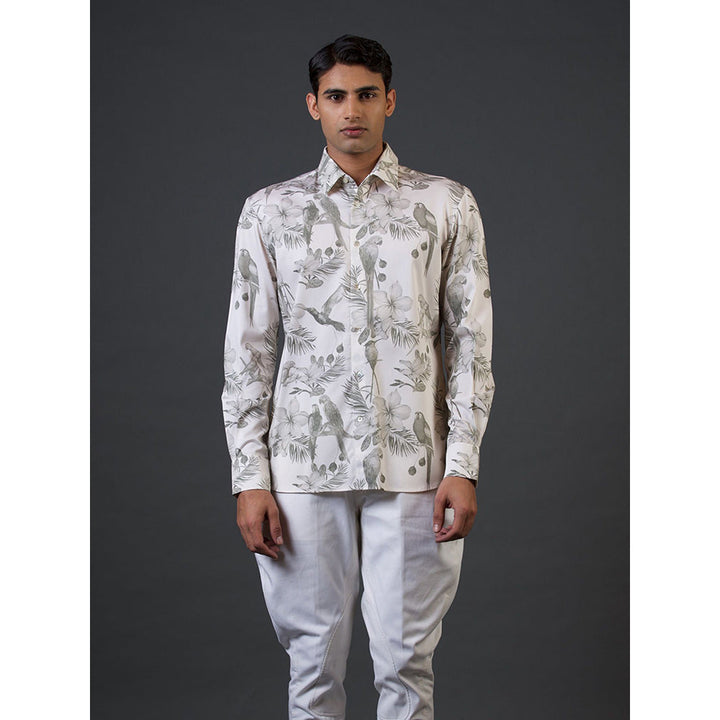 Rohit Bal Ivory Bird Digital Printed Shirt