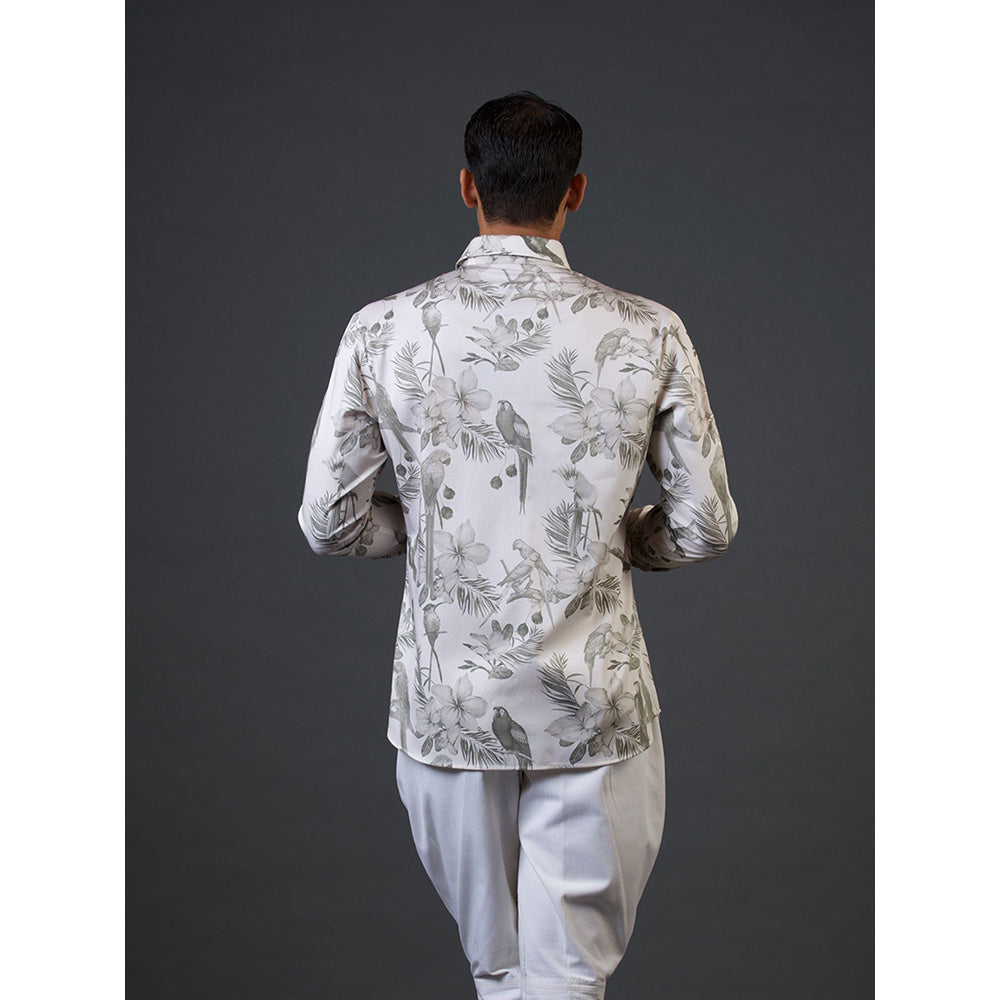 Rohit Bal Ivory Bird Digital Printed Shirt