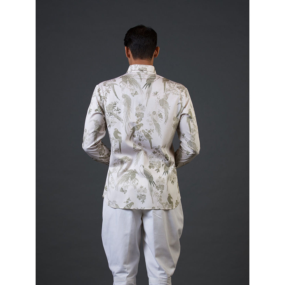 Rohit Bal Ivory Bird Digital Printed Shirt