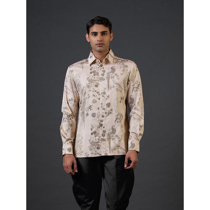 Rohit Bal Beige Bird Digital Printed Shirt