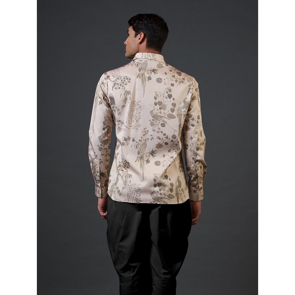 Rohit Bal Beige Bird Digital Printed Shirt