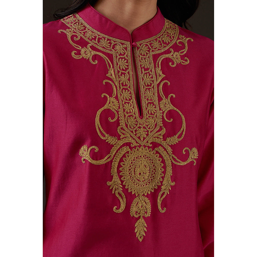 Rohit Bal Embroidered Straight Kurta with Churidar and Dupatta (Set of 3)