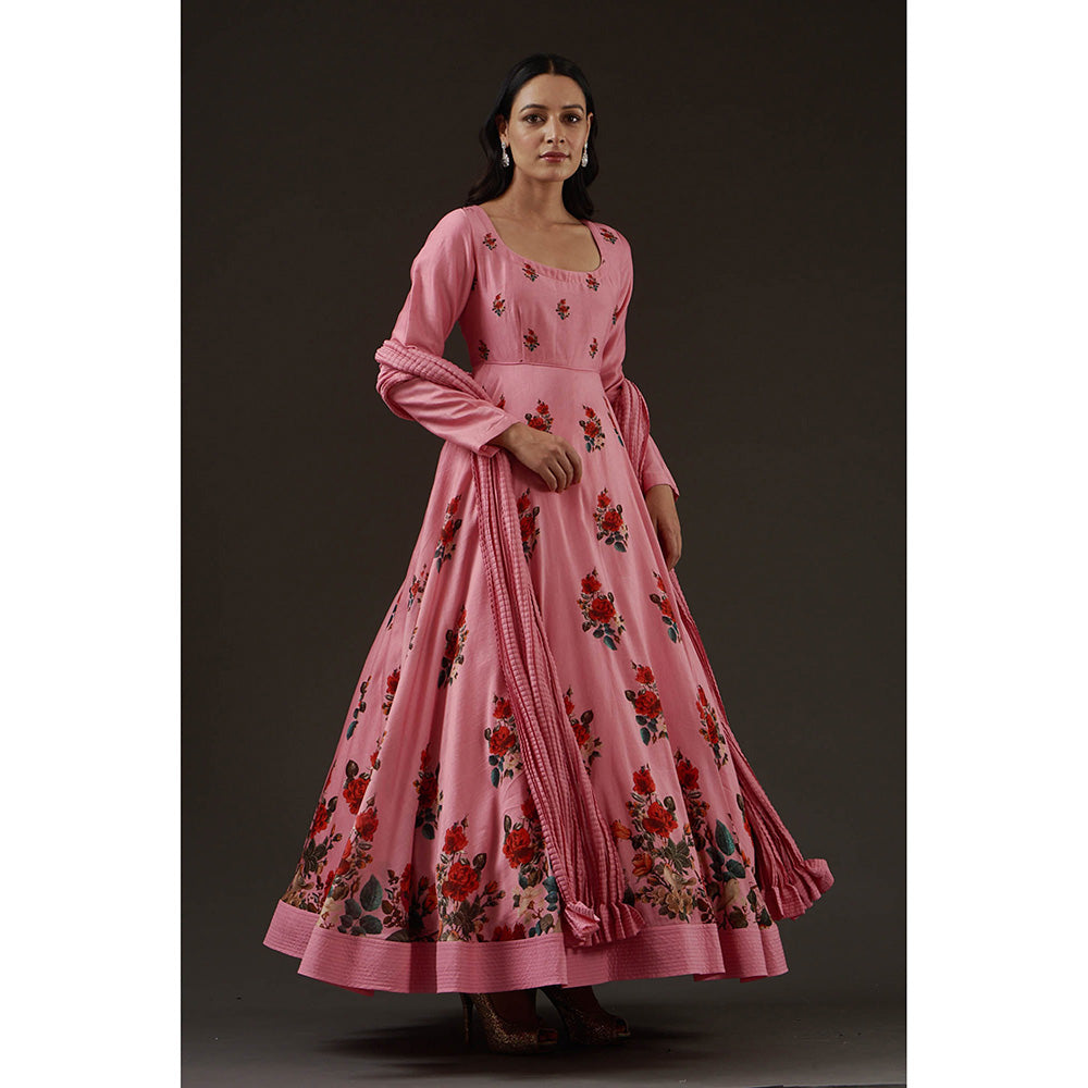 Rohit Bal Printed Anarkali Kurta with Churidar and Dupatta (Set of 3)