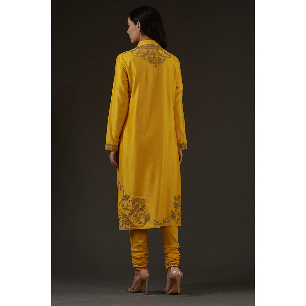 Rohit Bal Embroidered Straight Kurta with Churidar and Dupatta (Set of 3)