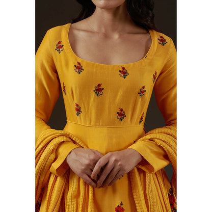 Rohit Bal Printed Anarkali Kurta with Churidar and Dupatta (Set of 3)