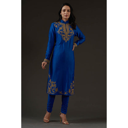 Rohit Bal Embroidered Straight Kurta with Churidar and Dupatta (Set of 3)