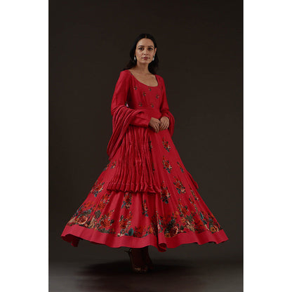 Rohit Bal Printed Anarkali Kurta with Churidar and Dupatta (Set of 3)