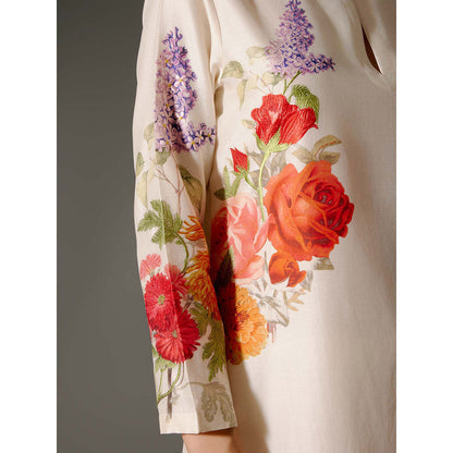 Rohit Bal Ivory Chanderi Print Kurta with Palazzo (Set of 2)