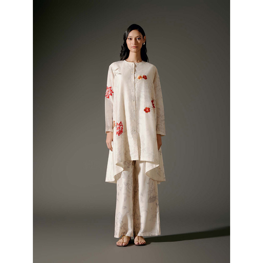 Rohit Bal Ivory Flared A-Line Kurta with Palazzo (Set of 2)
