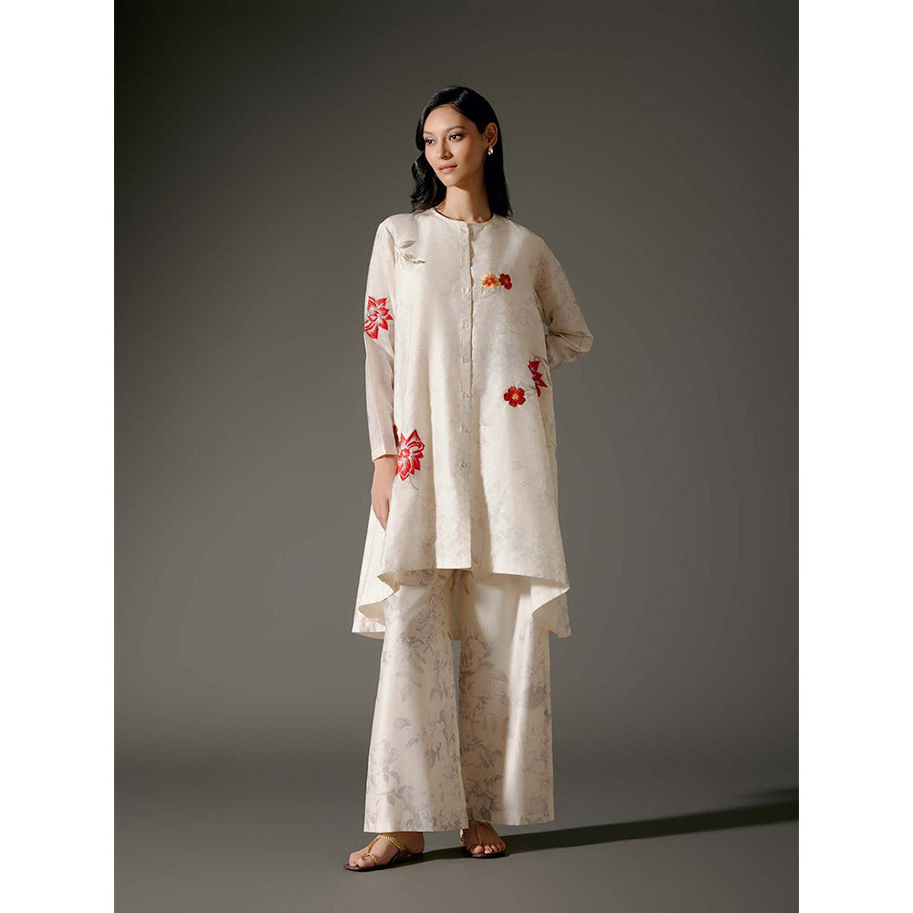 Rohit Bal Ivory Flared A-Line Kurta with Palazzo (Set of 2)