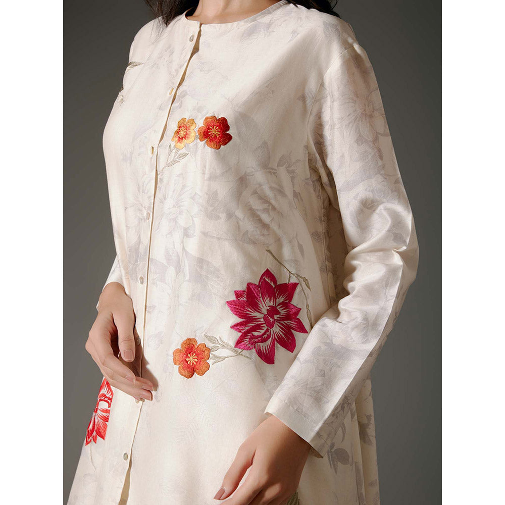 Rohit Bal Ivory Flared A-Line Kurta with Palazzo (Set of 2)