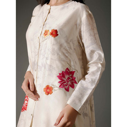 Rohit Bal Ivory Flared A-Line Kurta with Palazzo (Set of 2)