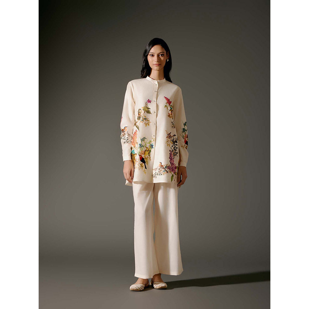 Rohit Bal Ivory Printed Chanderi Silk Co-Ord (Set of 2)