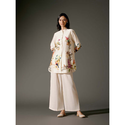 Rohit Bal Ivory Printed Chanderi Silk Co-Ord (Set of 2)