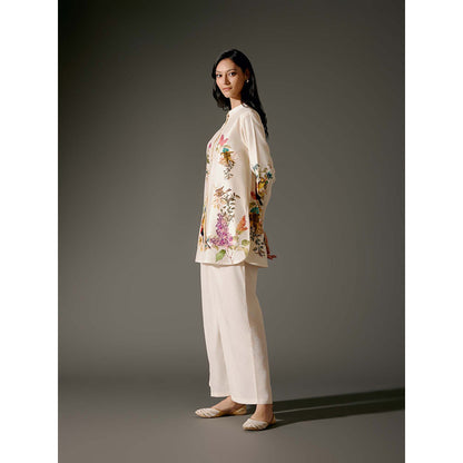 Rohit Bal Ivory Printed Chanderi Silk Co-Ord (Set of 2)